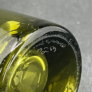 Olive cylinder vase, 17 cm.