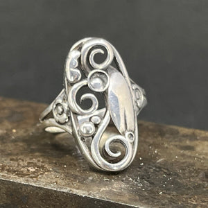 Dansk art nouveau ring i sølv, str. 58