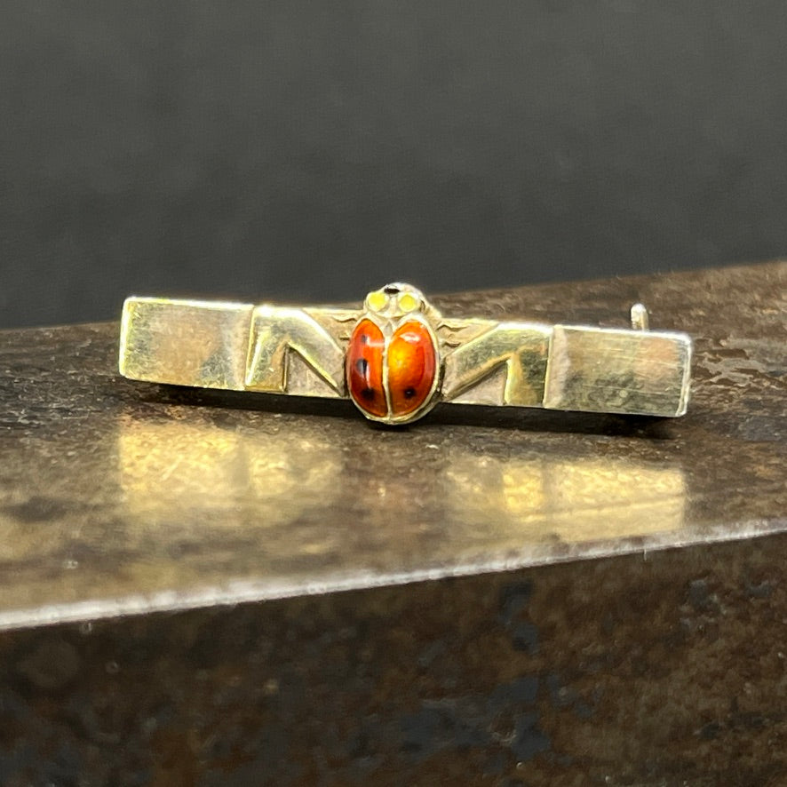Broche med emalje - mariehøne