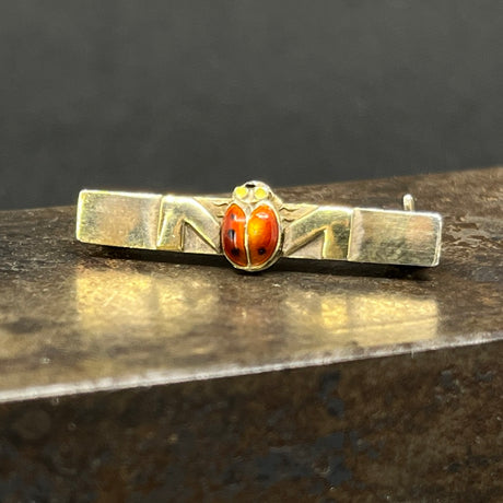 Broche med emalje - mariehøne
