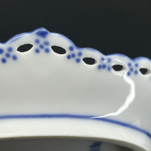 Blue Fluted Full Lace Rare Oval Tray