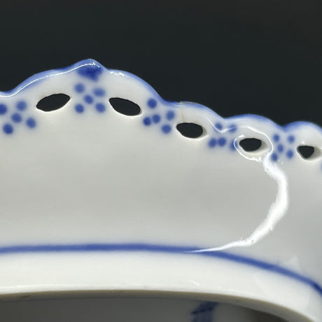Blue Fluted Full Lace Rare Oval Tray