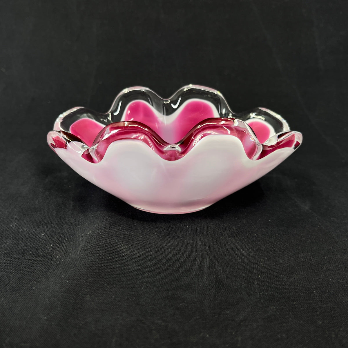 Flygsfors pink bowl with white rim