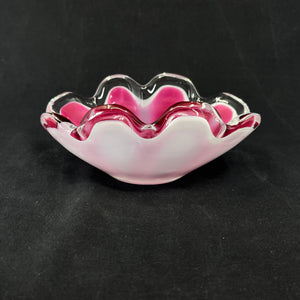 Flygsfors pink bowl with white rim