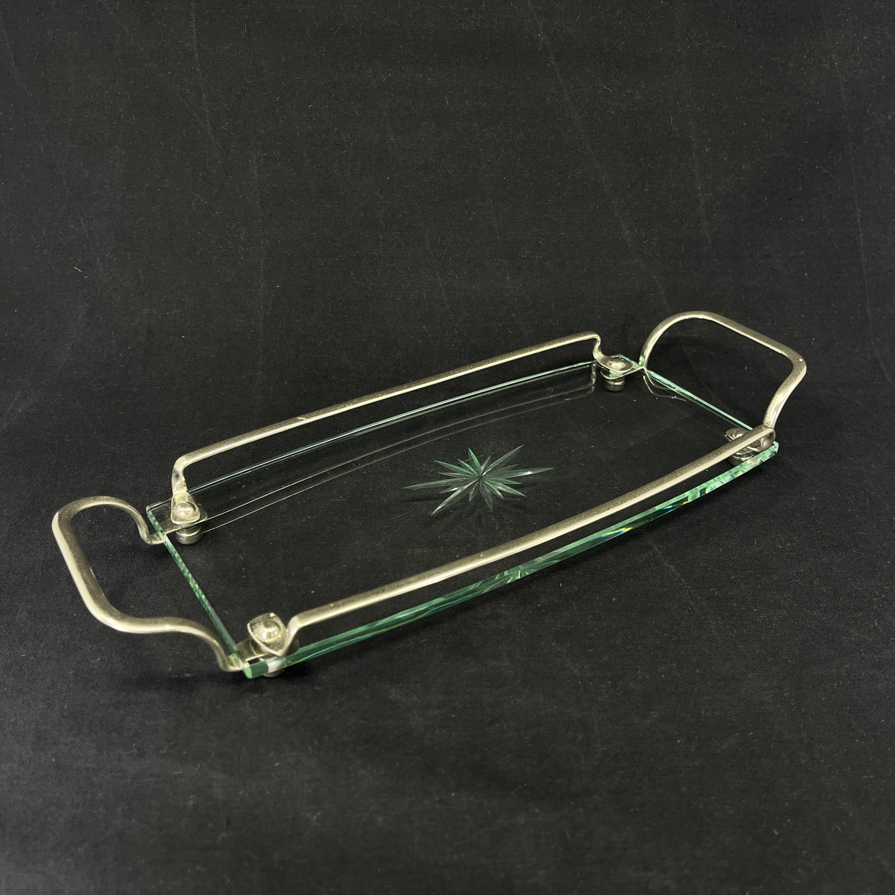 Oblong art deco glass tray