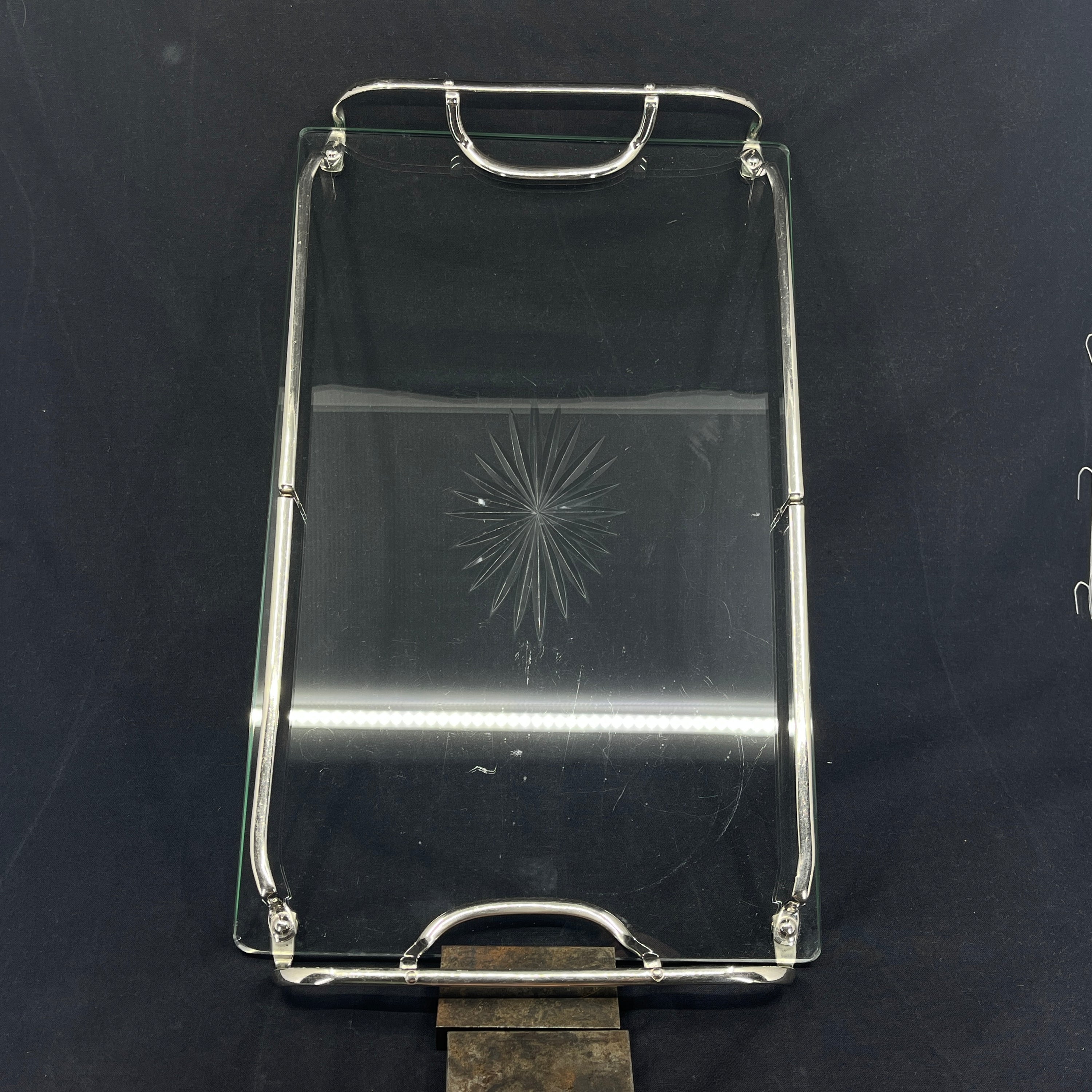 Large art deco glass tray