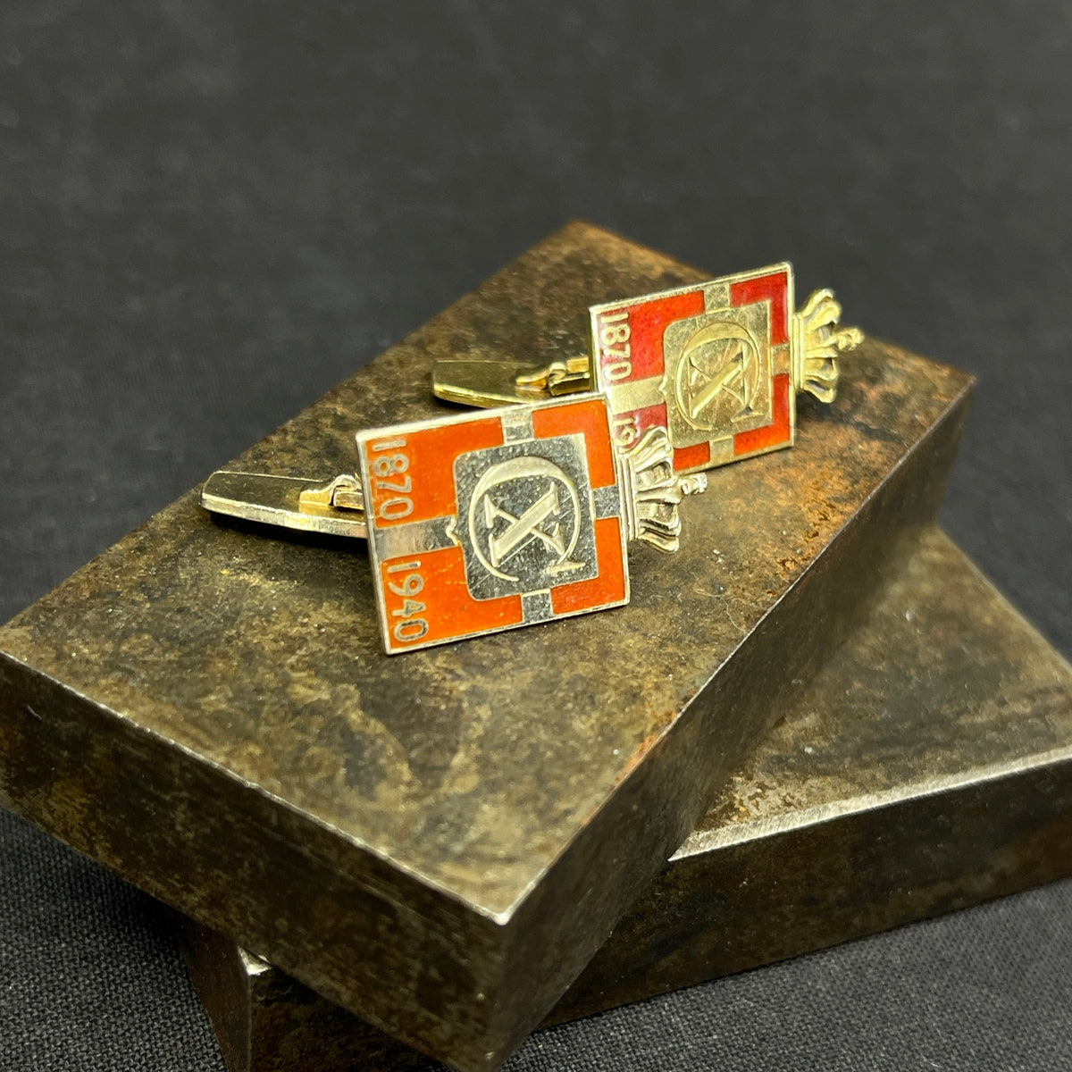 Forgyldte Kongemærke 1870-1940 manchetknapper - Georg Jensen