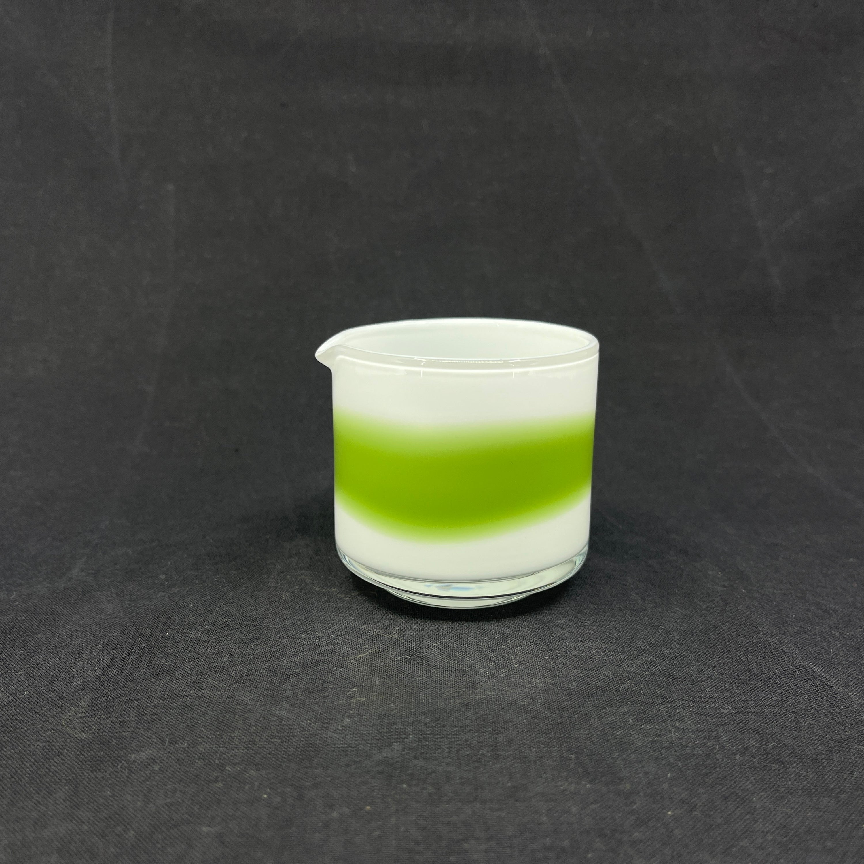 Opal white Palet creamer with green stripe