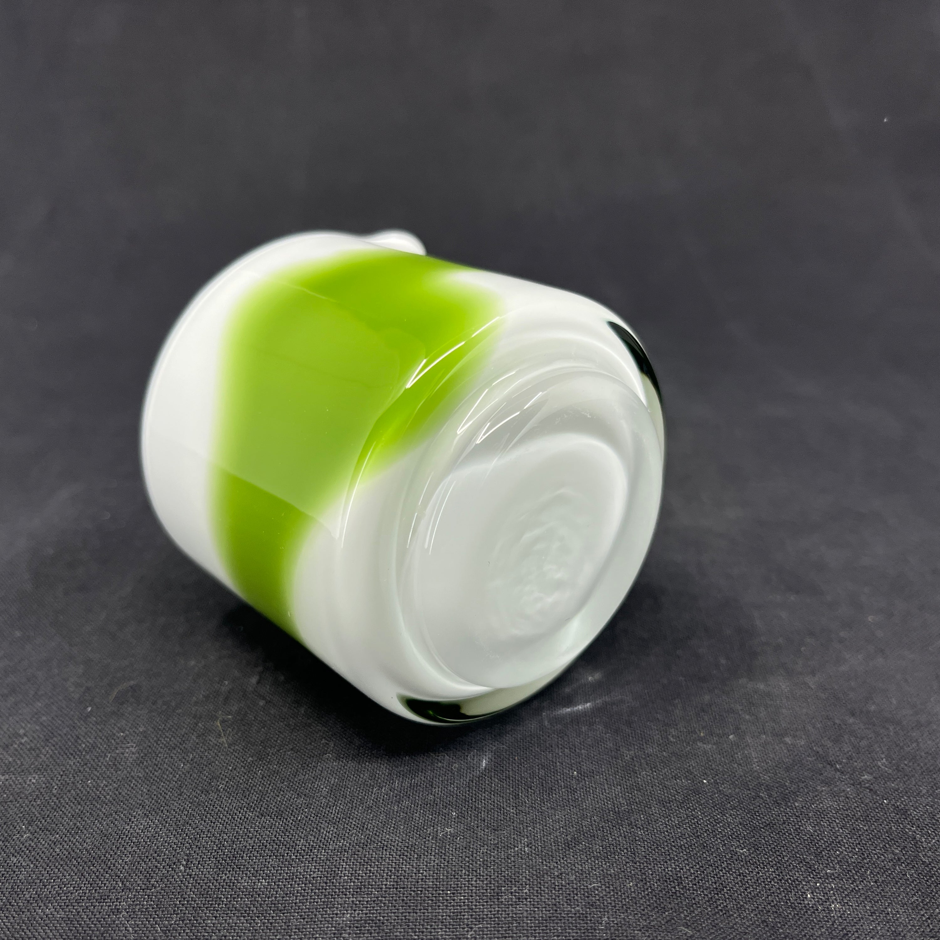 Opal white Palet creamer with green stripe