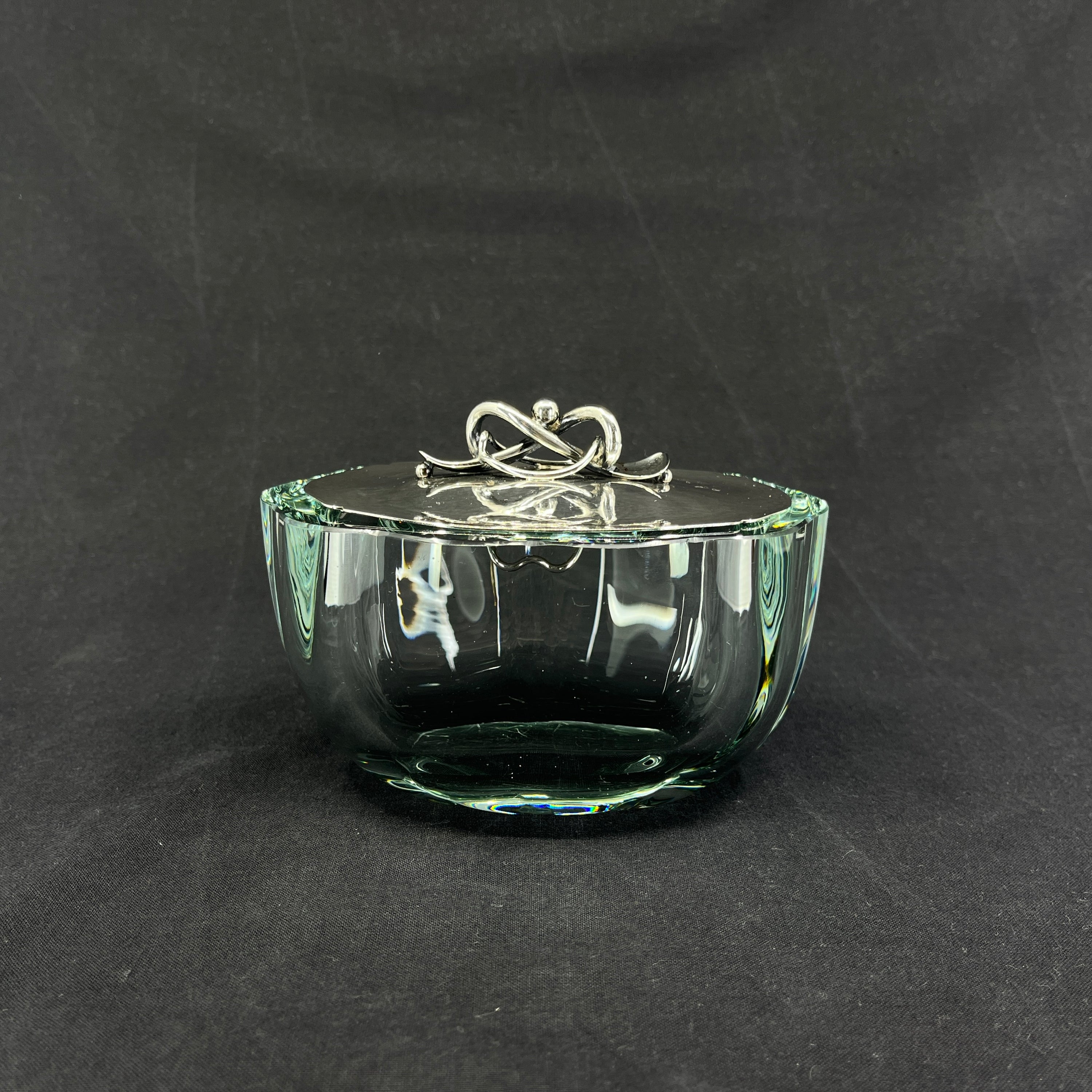 Modern bowl with silver lid