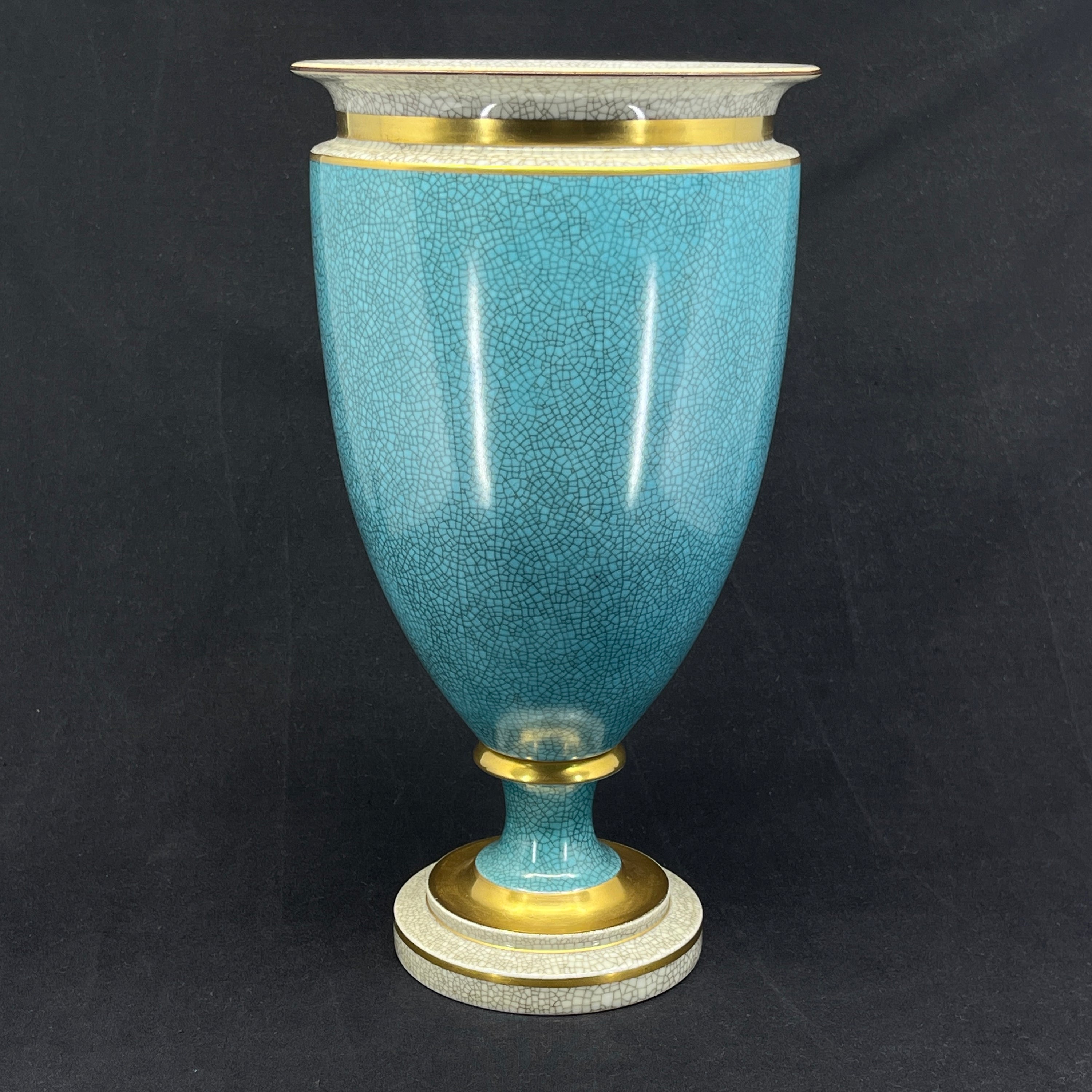 Rare light blue Royal Copenhagen craquele vase