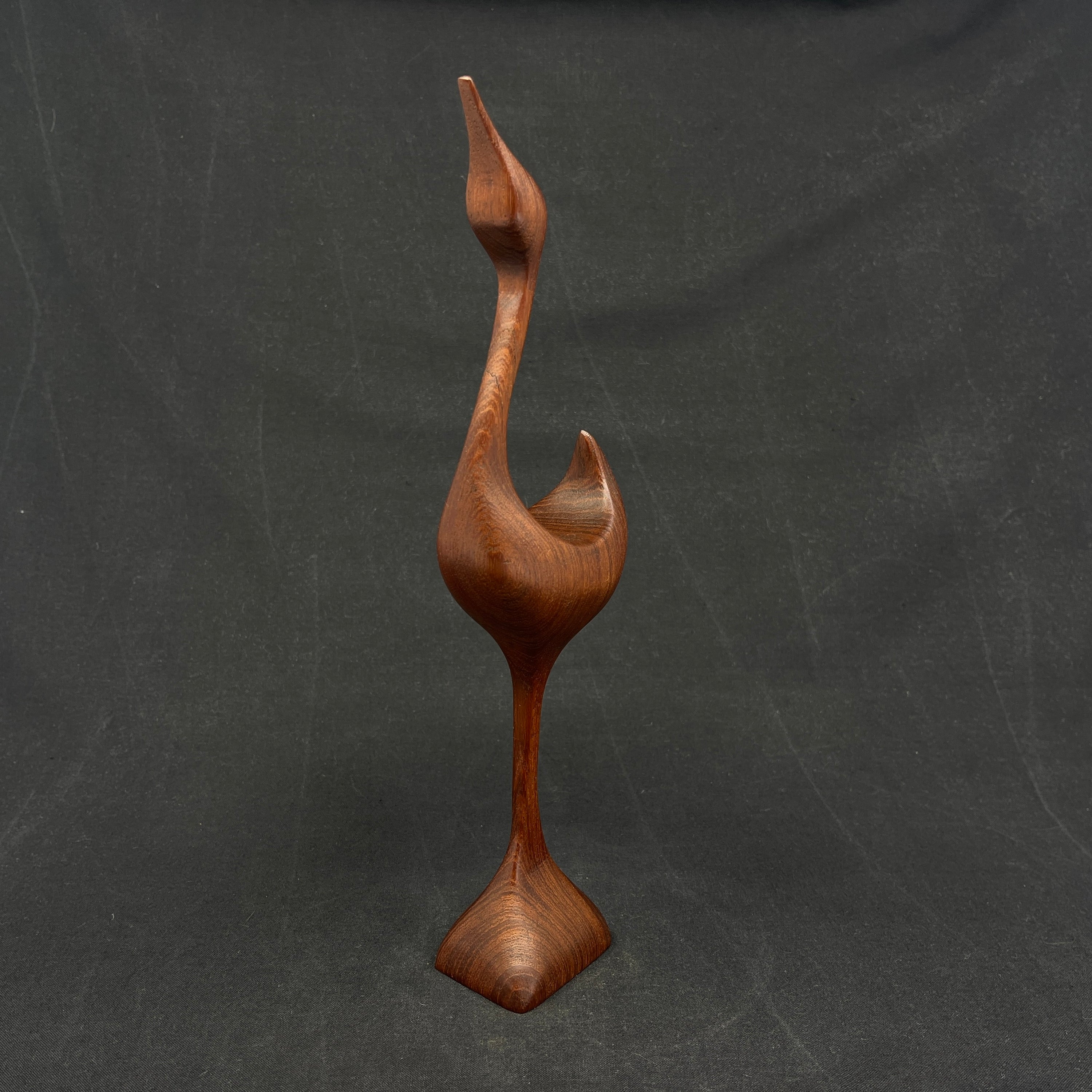 Teak wood figurine - bird with long legs
