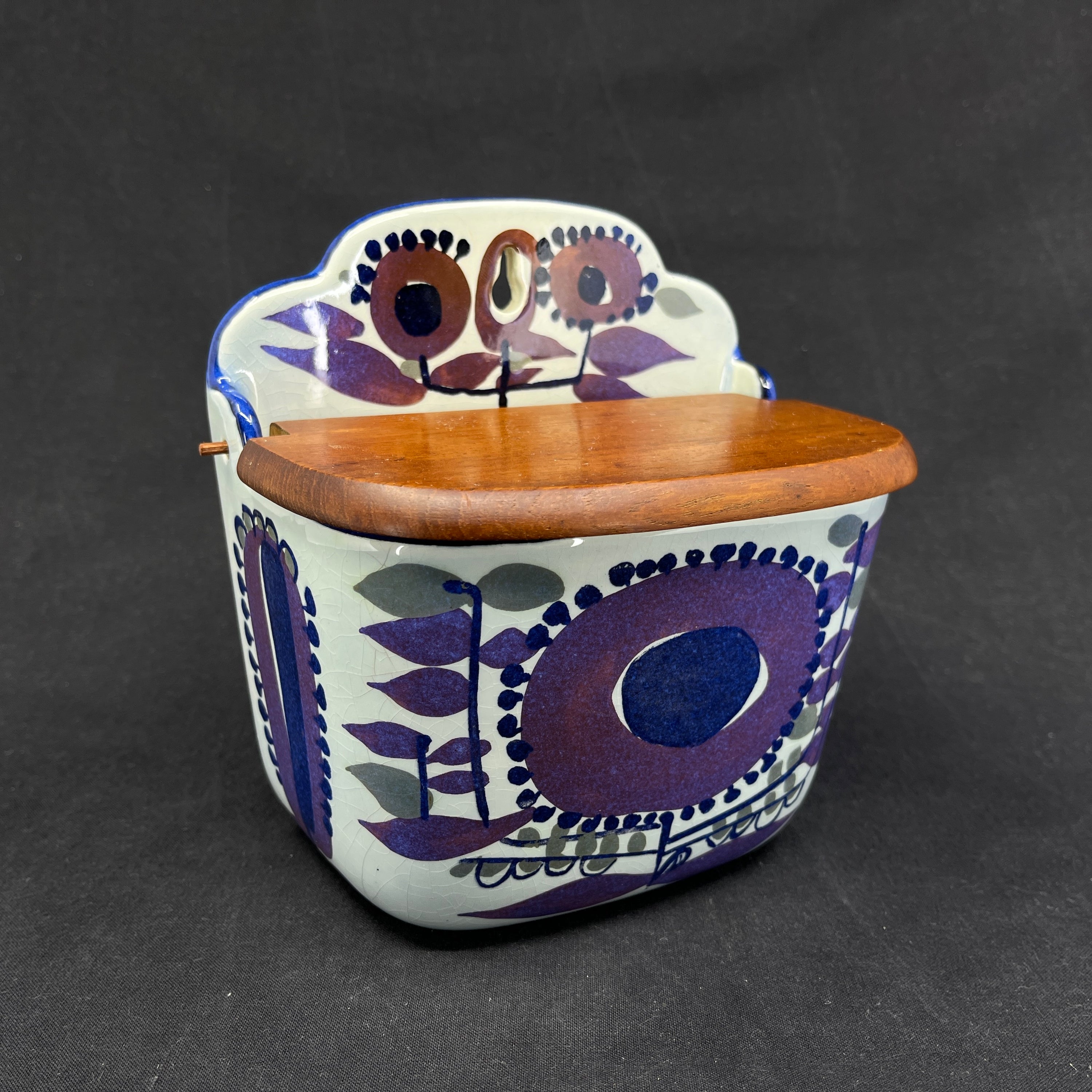 Aluminia salt cellar with teak lid