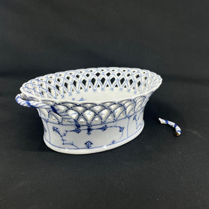 Blue Fluted Full Lace Fruit Basket, 1880s