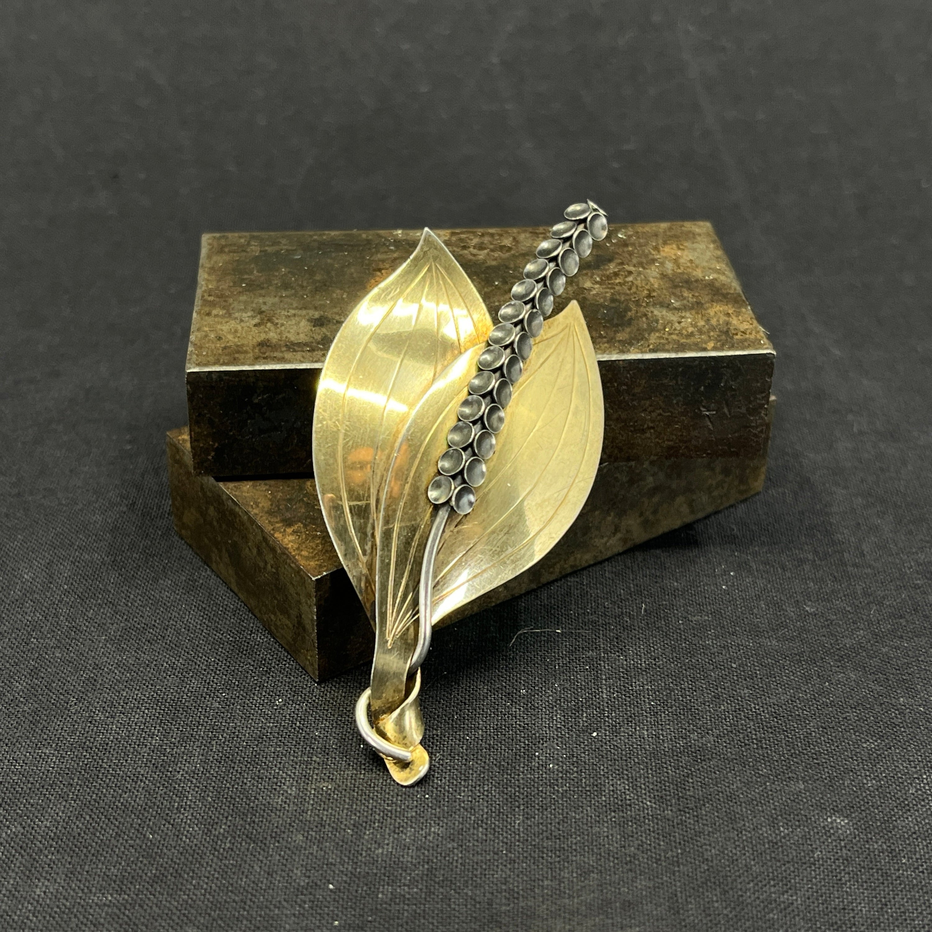 A. Michelsen leaf brooch - gold plated