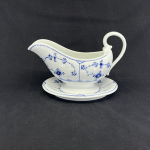 Small Blue Fluted Sauce Boat, 1894-1900