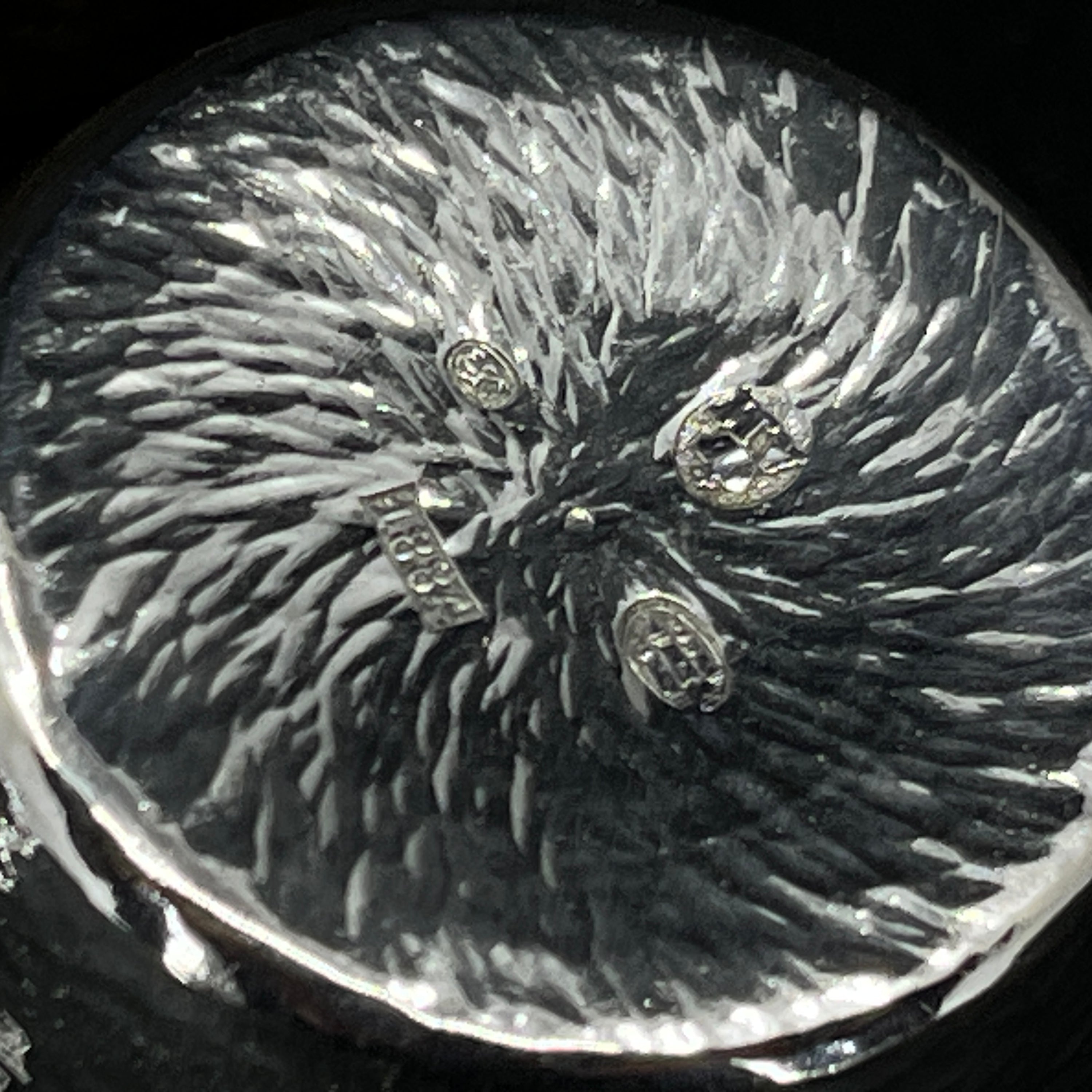A pair of silver salt shakers and spoons from 1884