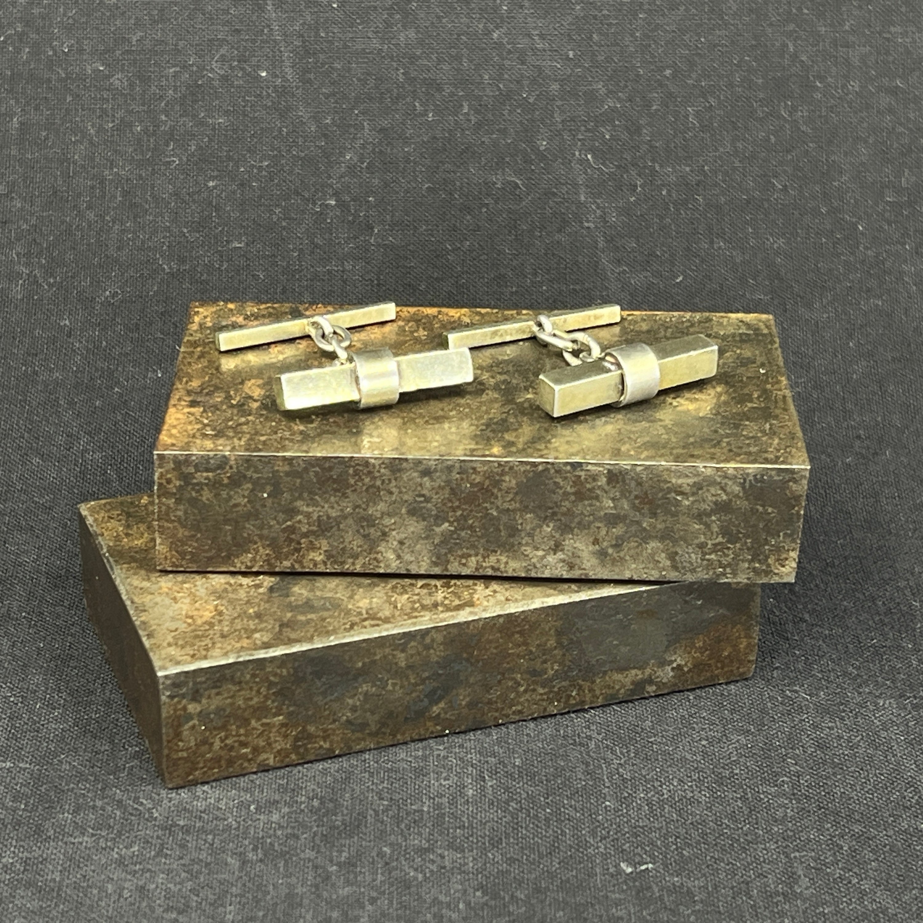 Silver cufflinks with chains