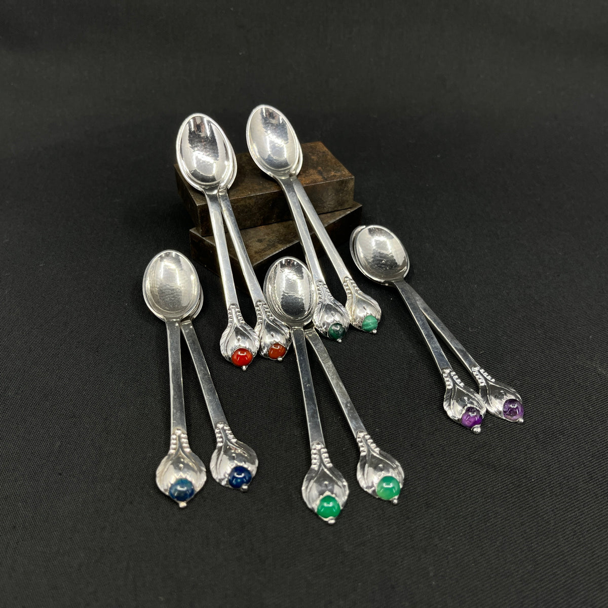 Evald Nielsen coffee spoons No. 3 with stones