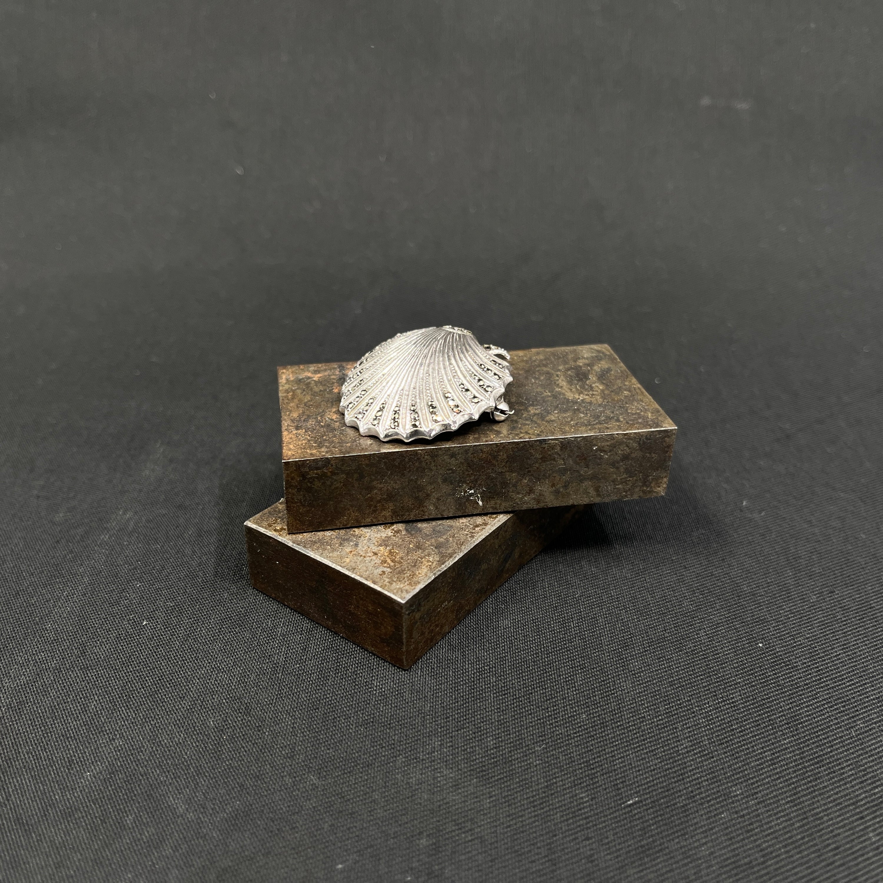 Silver shell - brooch with makasite