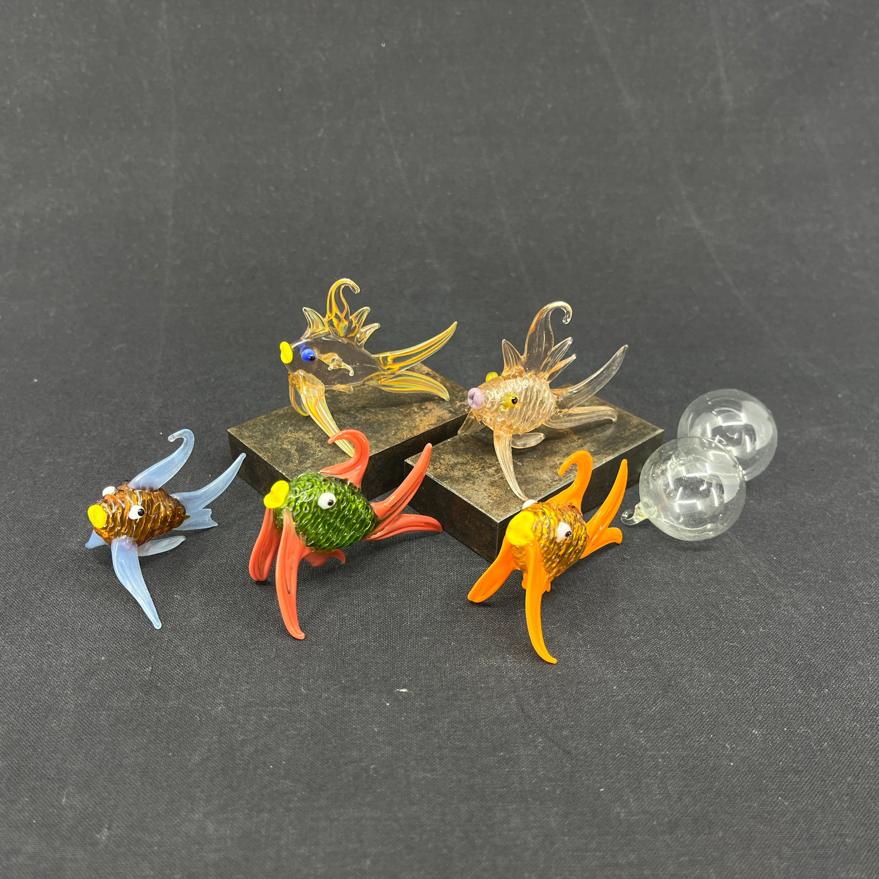 Collection of 5 glass floating fish