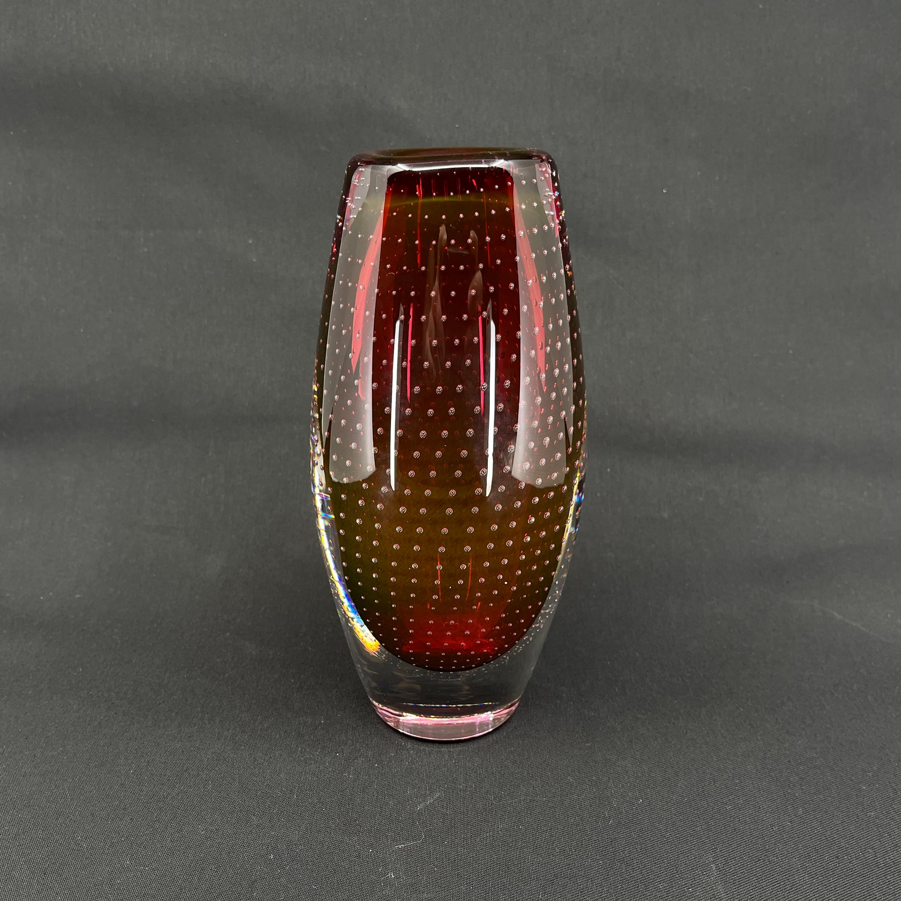 Pink glass vase from Magnor Glassworks