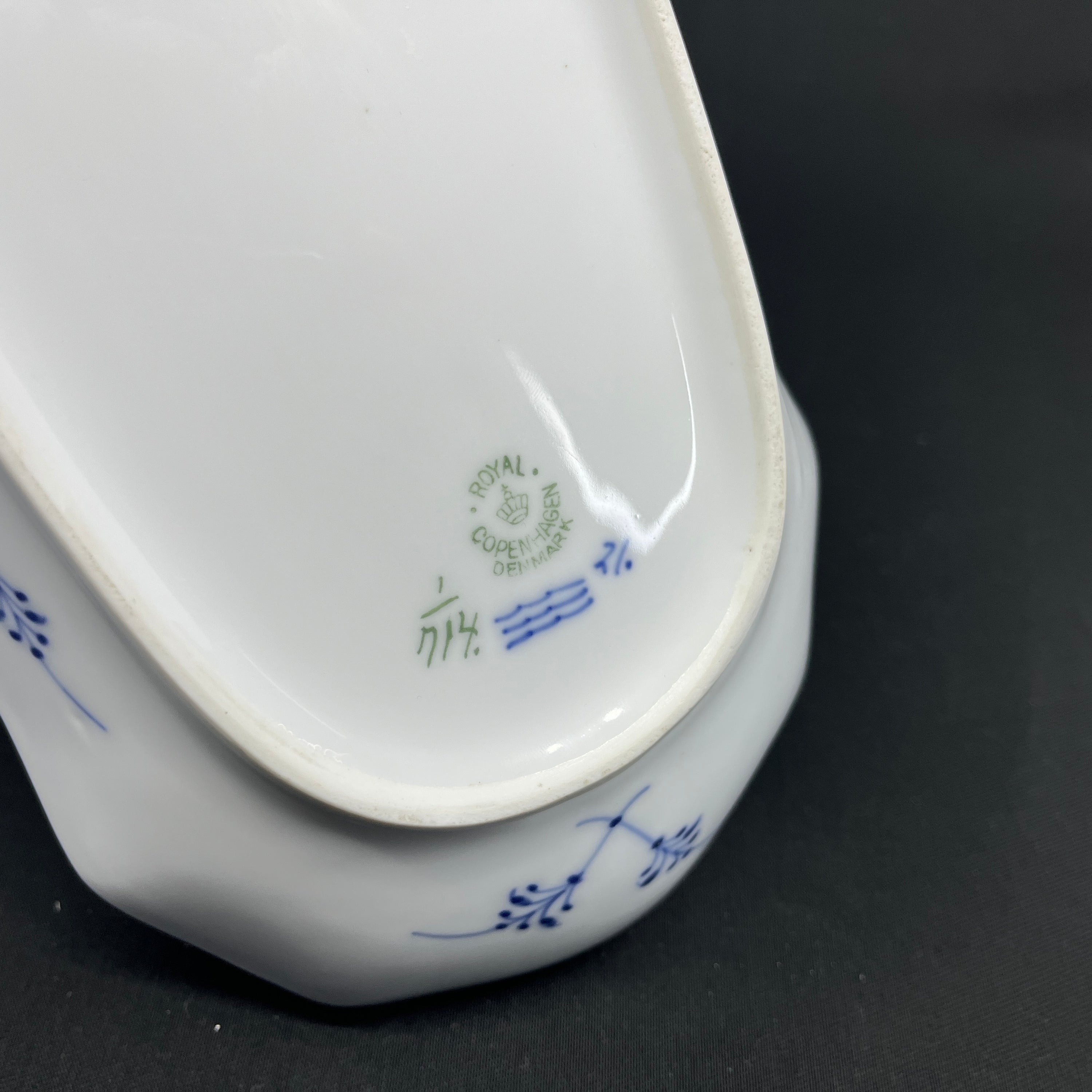Rare Blue Fluted Half Lace Celery Dish