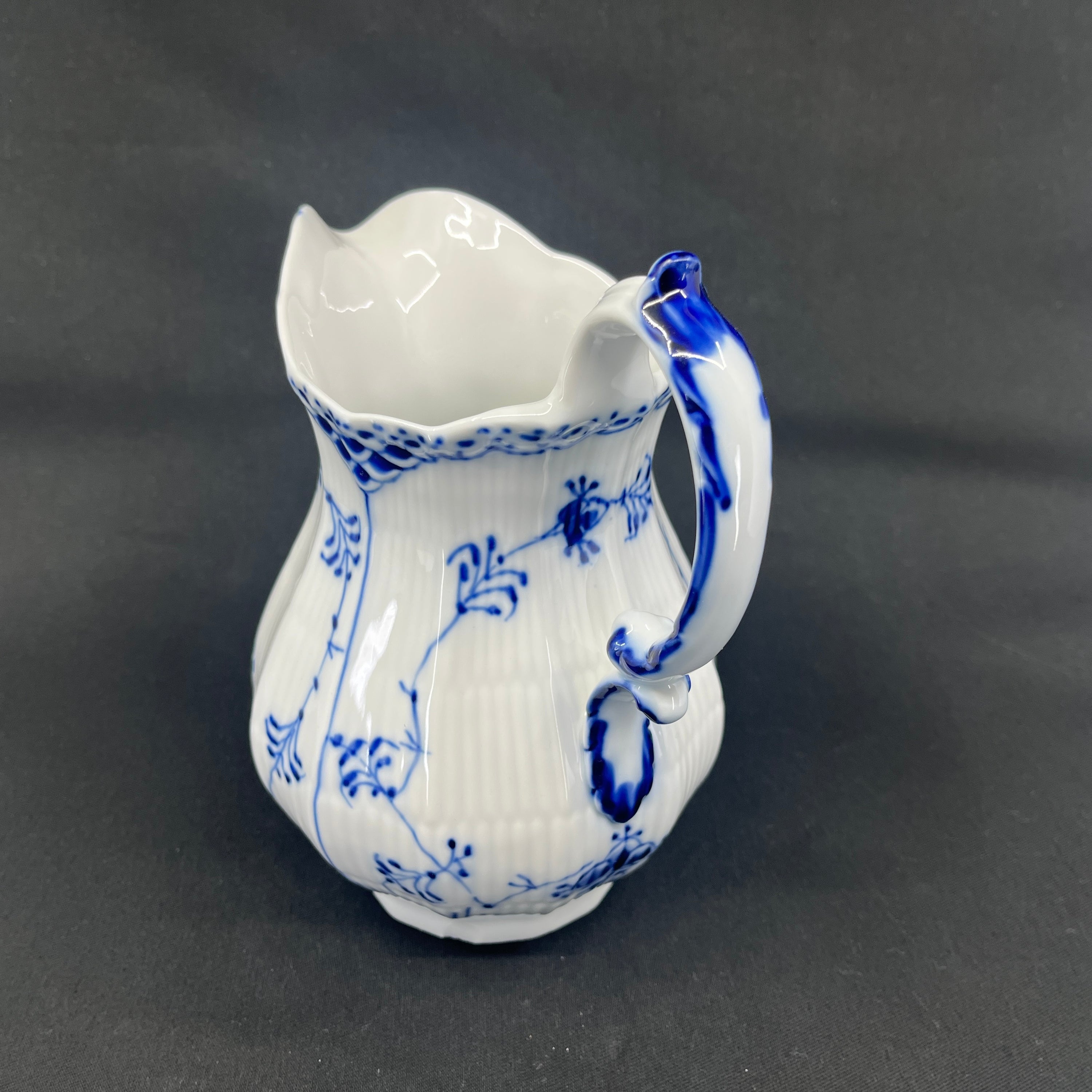 Blue Fluted Half Lace Edged Jug, 1/646