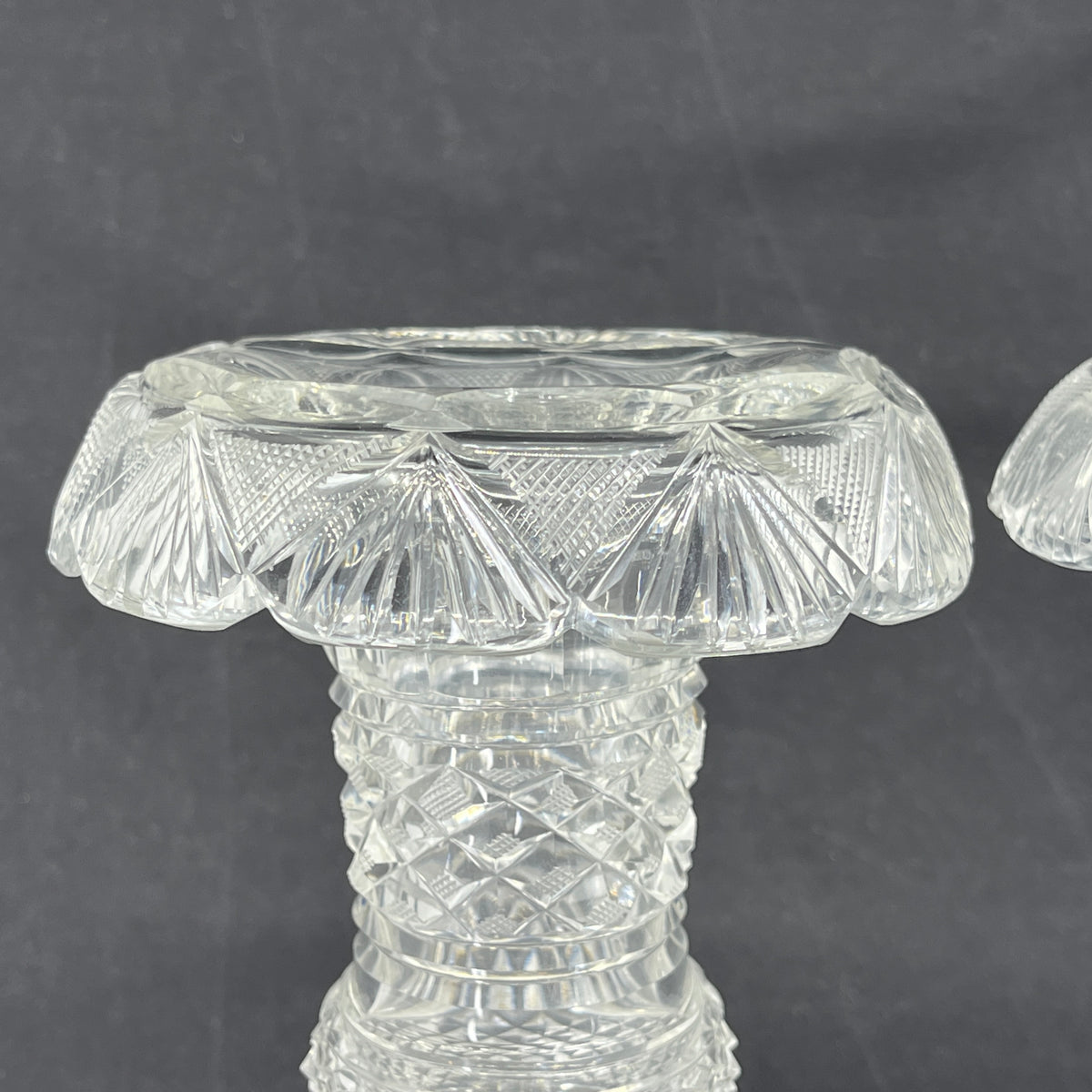 A pair of crystal glass crater vases
