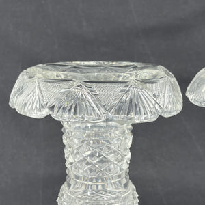 A pair of crystal glass crater vases