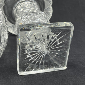 A pair of crystal glass crater vases