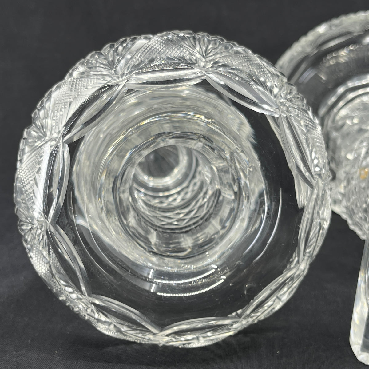 A pair of crystal glass crater vases