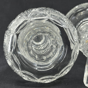 A pair of crystal glass crater vases