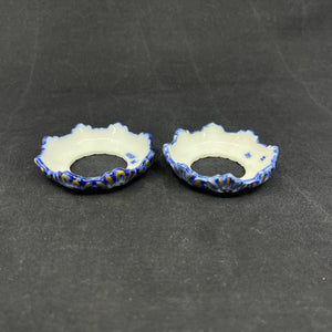 A pair of Blue Fluted light cuffs with gold