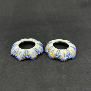 A pair of Blue Fluted light cuffs with gold