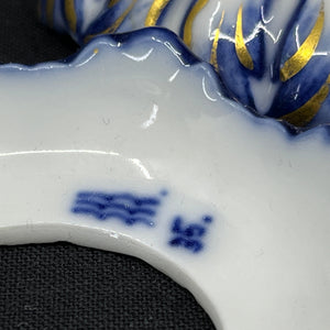 A pair of Blue Fluted light cuffs with gold