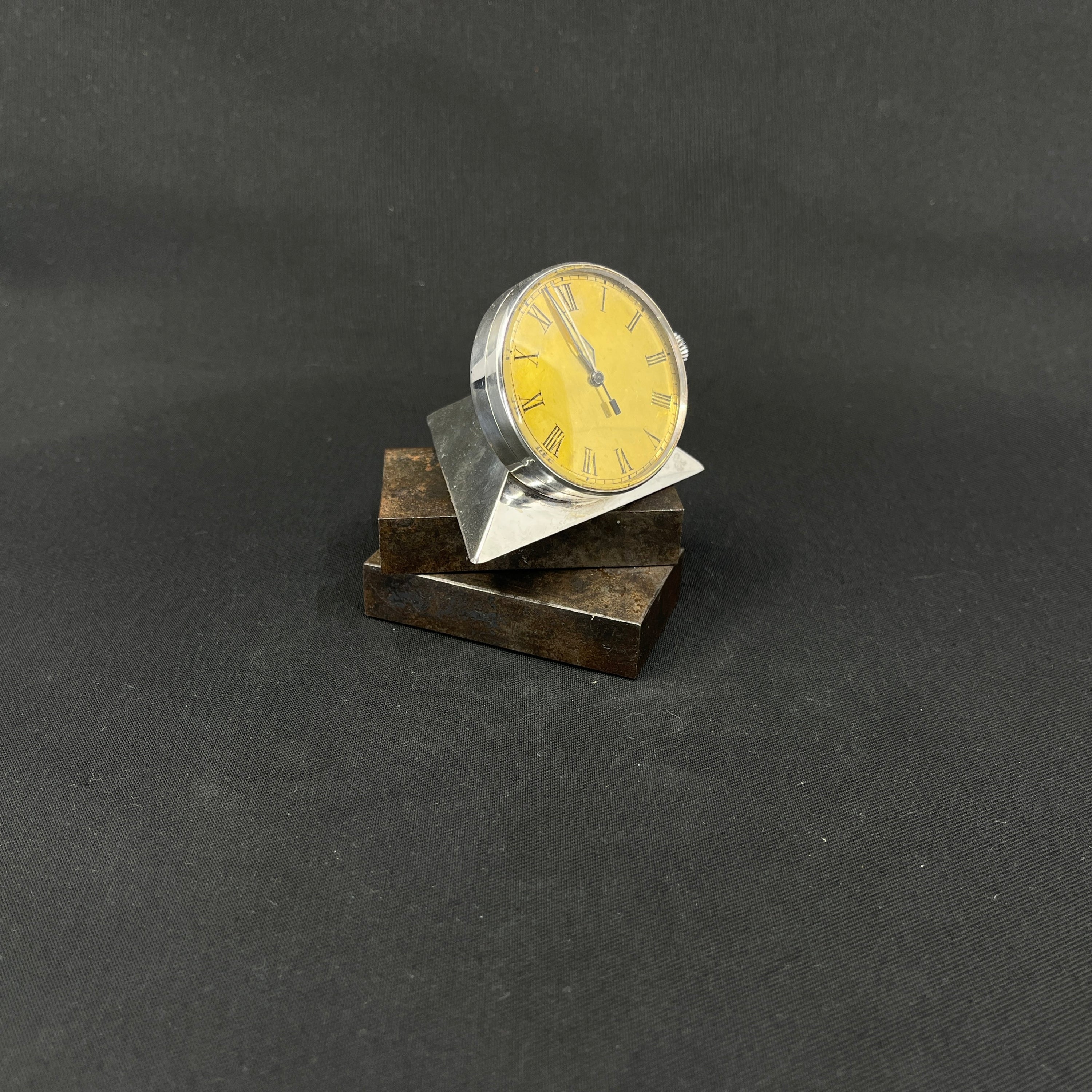 Silver table clock from the 1950s