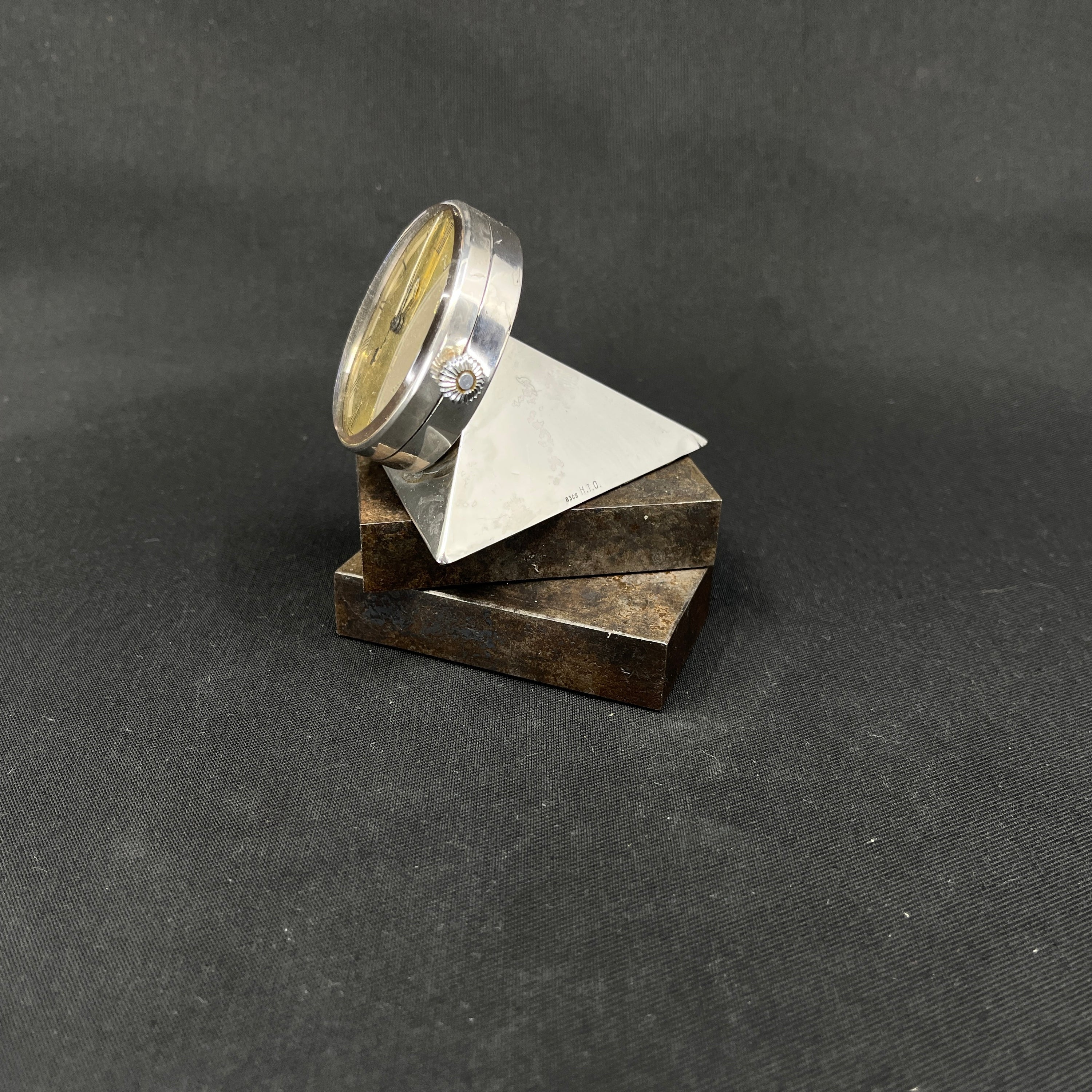 Silver table clock from the 1950s