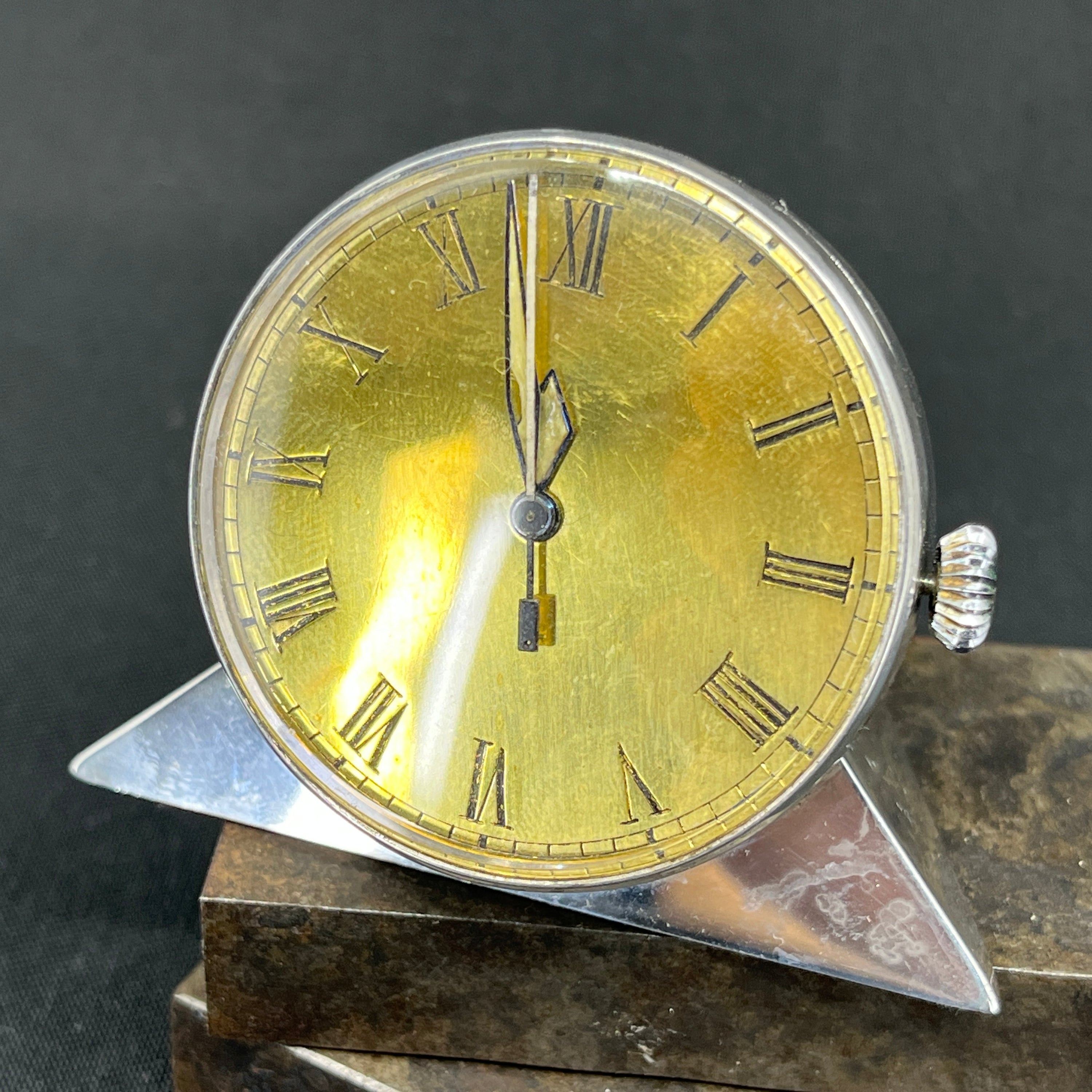 Silver table clock from the 1950s