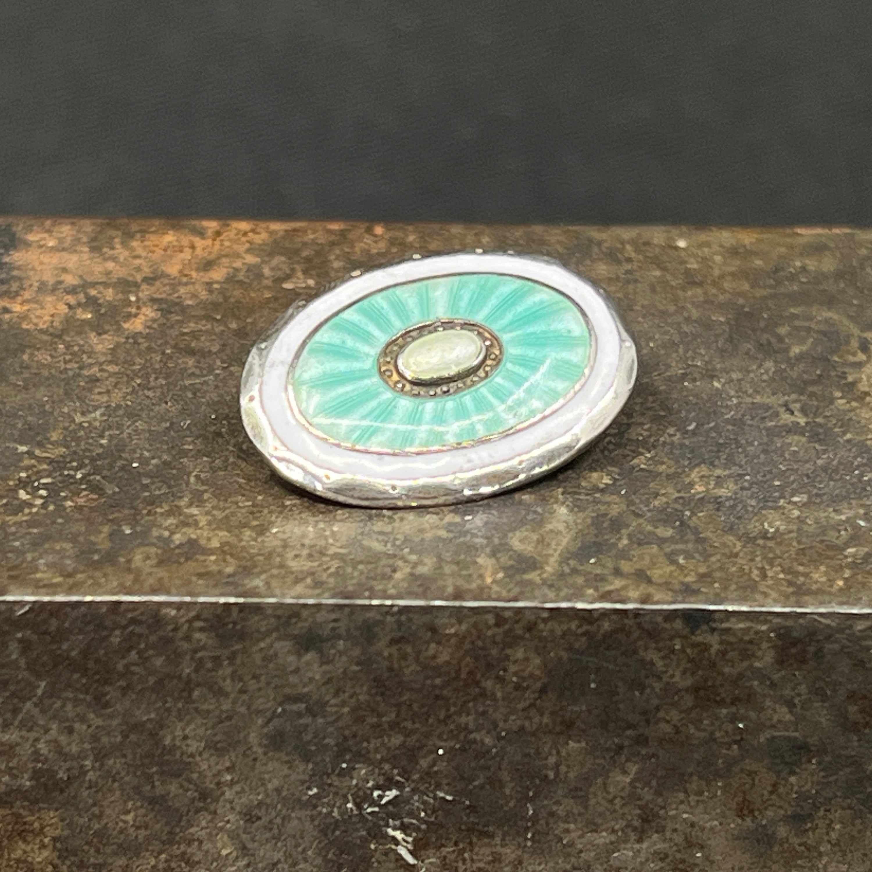 Fin oval broche med emalje