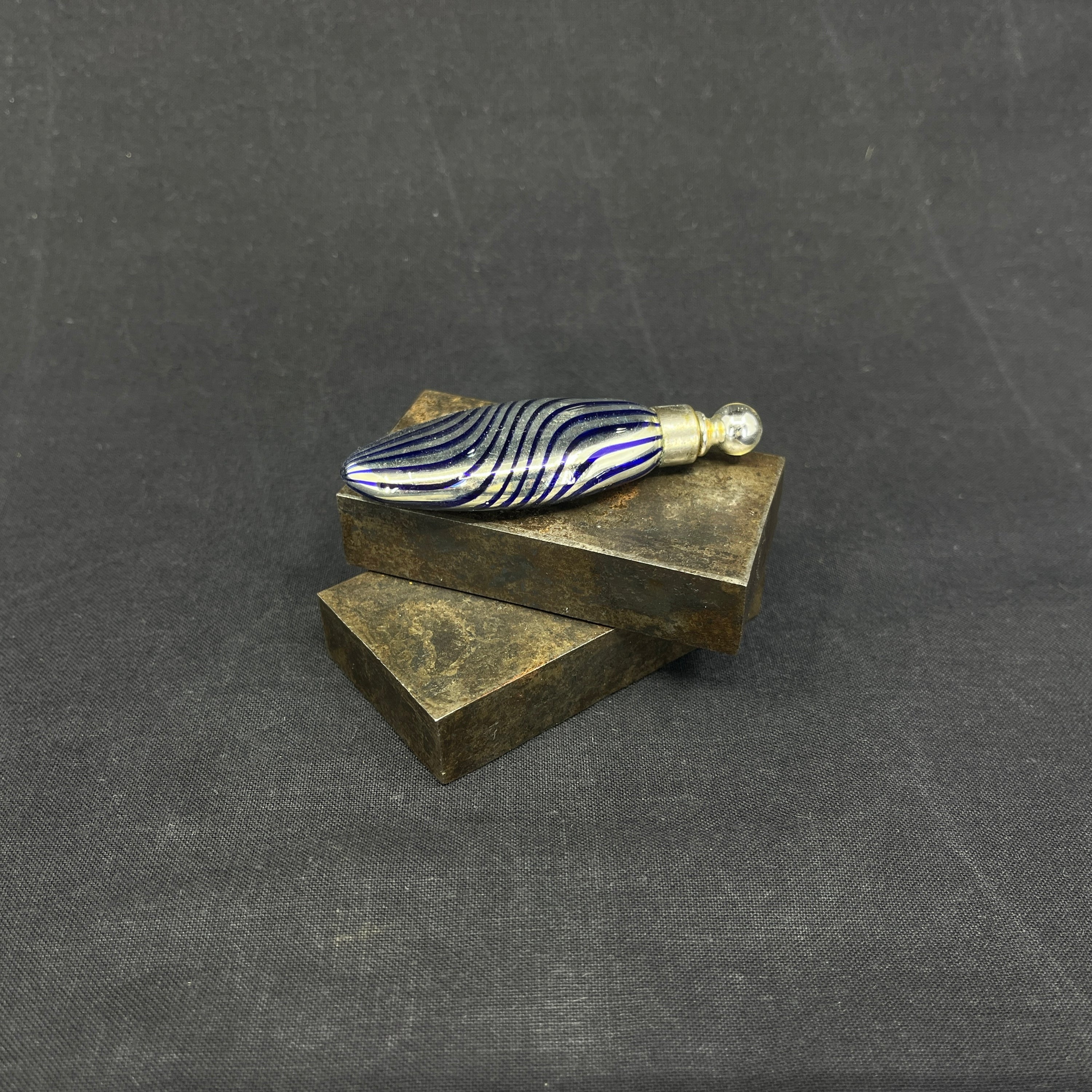 Perfume bottle - blue striped glass