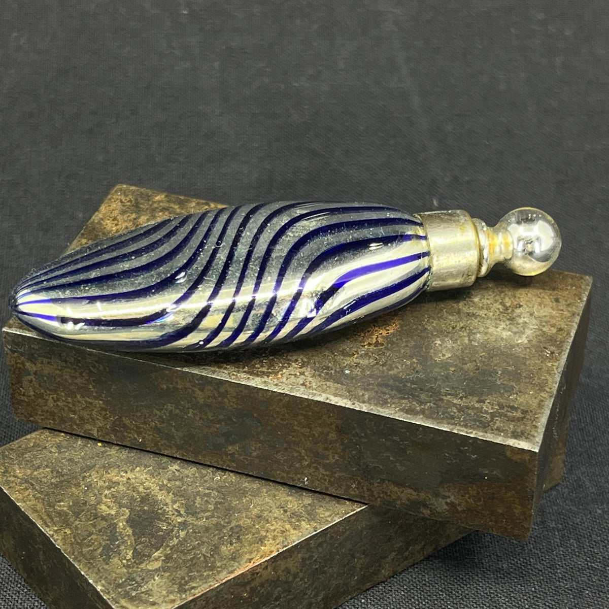Perfume bottle - blue striped glass