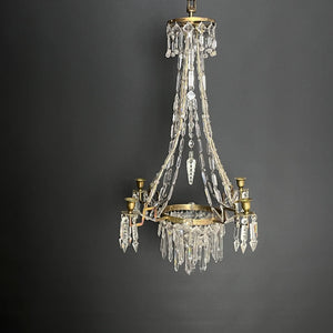 Charming prism chandelier from the 1880s for candles