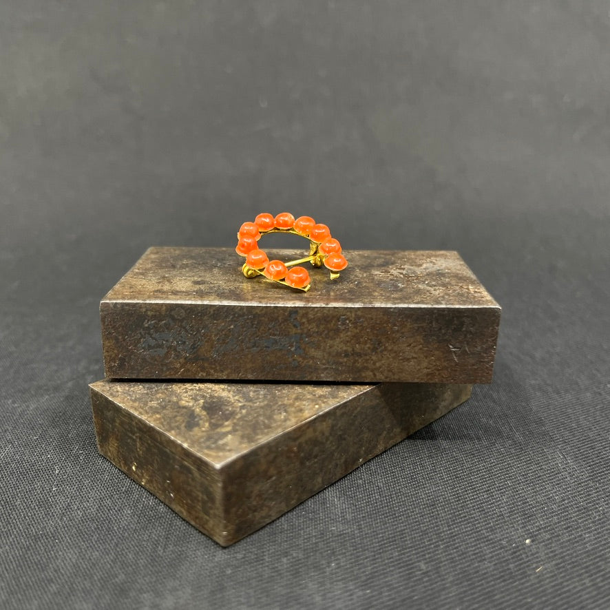 Fin broche med koral - hestesko