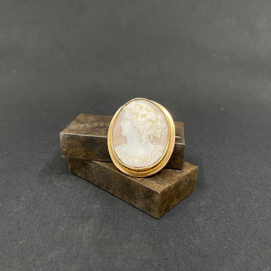 Came broche fattet i guld