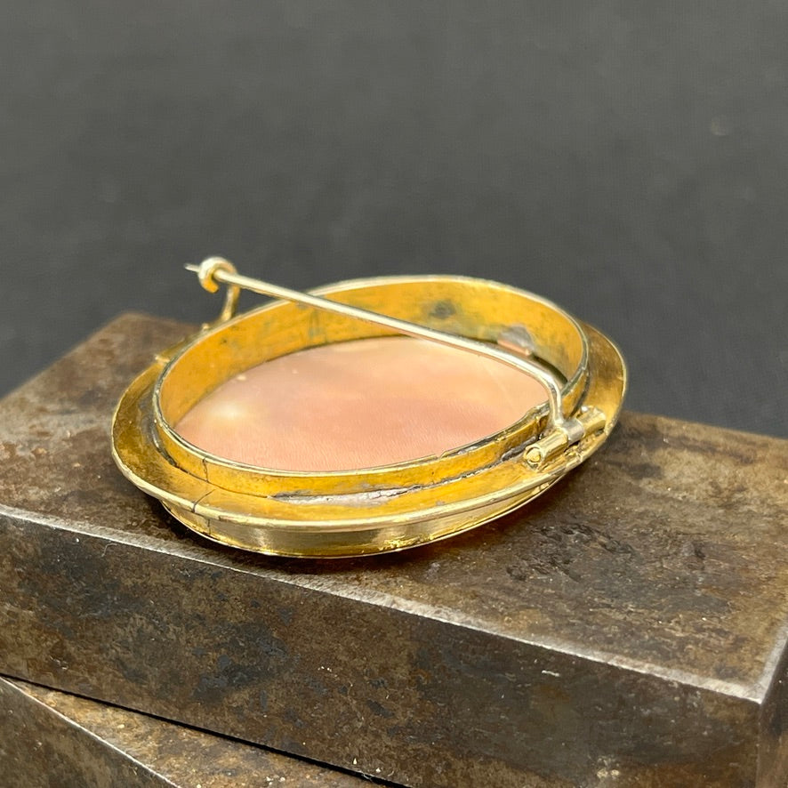 Came broche fattet i 8 karat guld