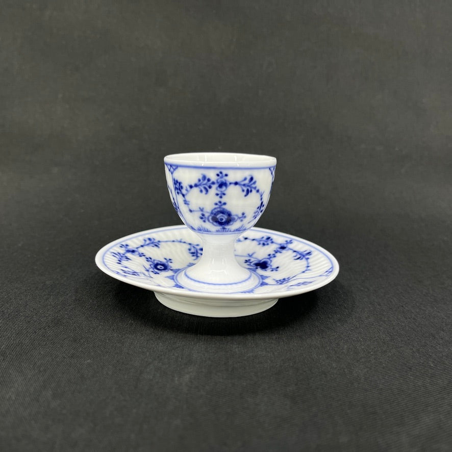 Blue Fluted egg cup on plate, 1/117