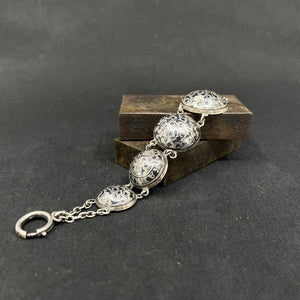 Russian silver watch chain – niello technique