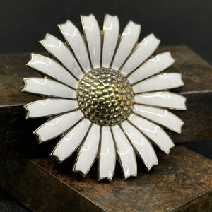 Hvid Georg Jensen Daisy vedhæng/broche