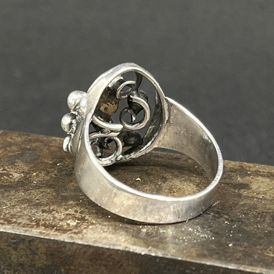 Dansk art nouveau ring i sølv, str. 63